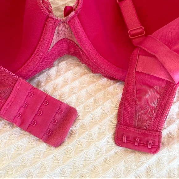 H&M Fancy Lace Lacey Sexy Push Up Underwire Bra Hot Pink 36D - Picture 4 of 10